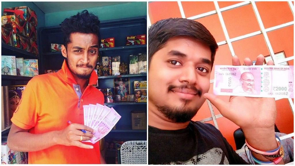 After a day of ‘financial limbo’, the new Rs 500 and Rs 2,000 notes were launched on Thursday. (Photo: Facebook/Basuva Basuvaraj, Instagram/vickysrinesh)