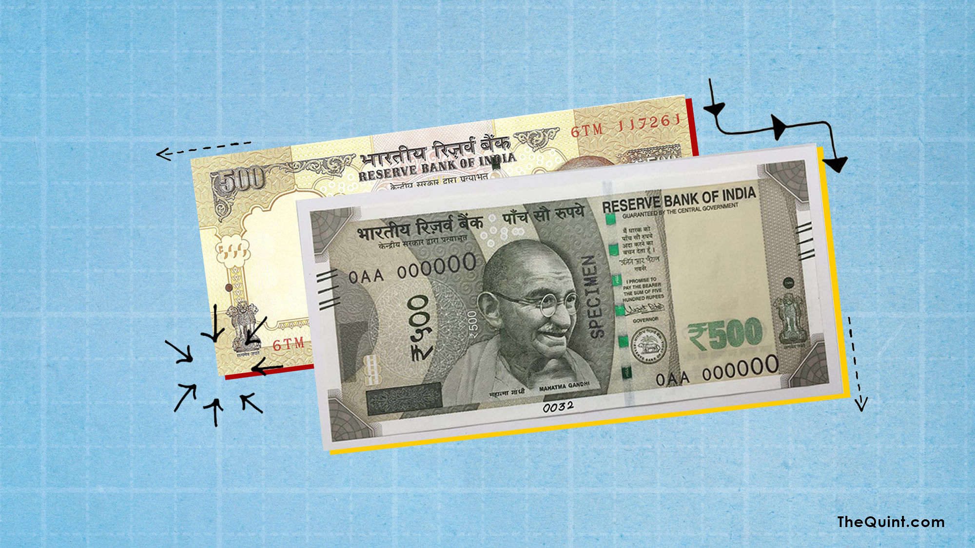 The colours in the new 500 rupee note have been toned down. But what more has changed? Here’s a look. (Photo: Aaqib Raza Khan/<b>The Quint</b>)&nbsp;