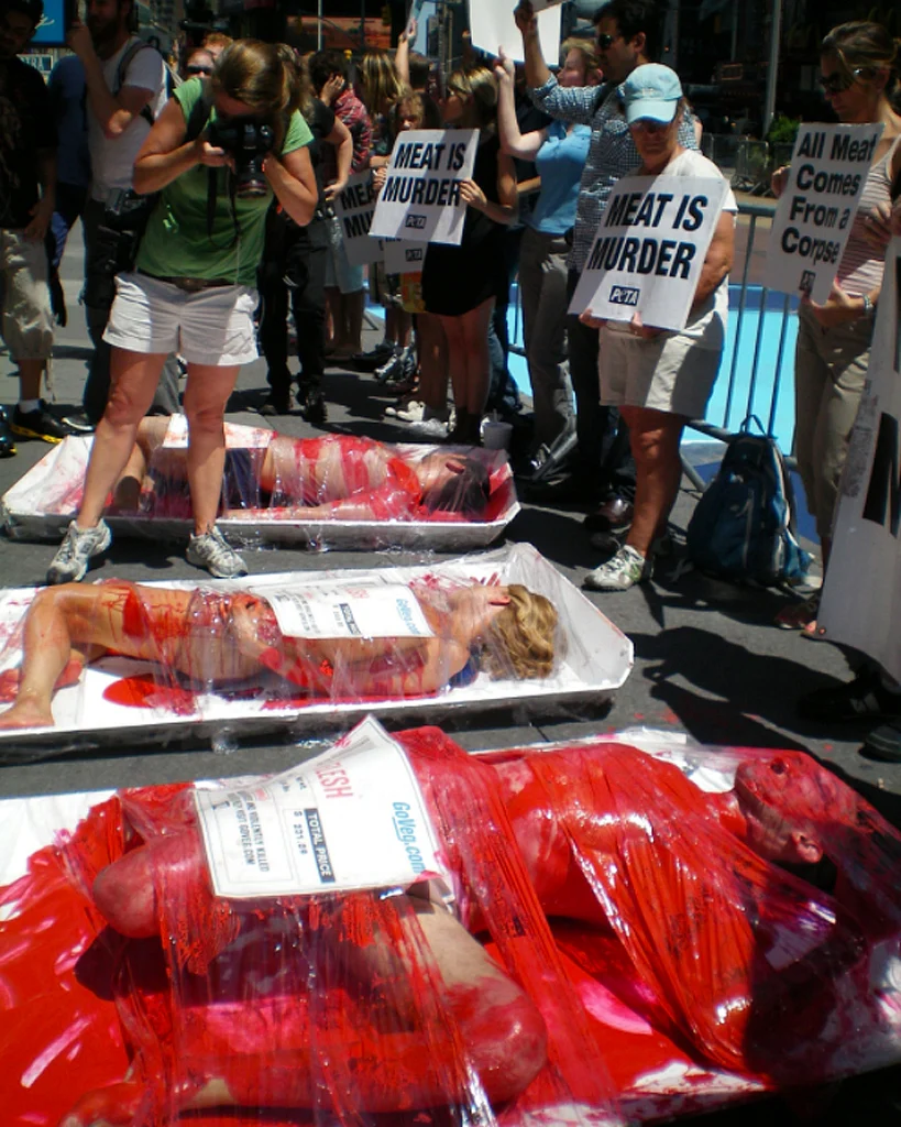 PETA has built a reputation for using anti-semitic, racist, sexist, misogynistic, fat-shaming as devices to promote their cause. (Photo courtesy: <a href="http://www.thefrisky.com/2015-01-28/peta-made-me-do-it-the-7-types-of-sexist-peta-ads-that-turned-me-to-meat/">The Frisky</a>)