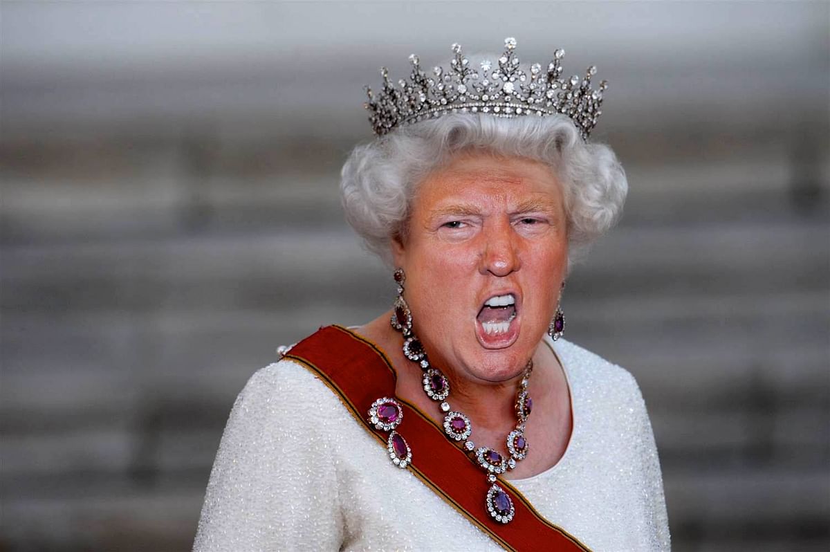 How does Trump’s face look so natural on Queen Elizabeth?