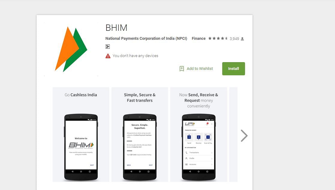 The BHIM app on Google Play store. (Photo: Google Play Store Screengrab)