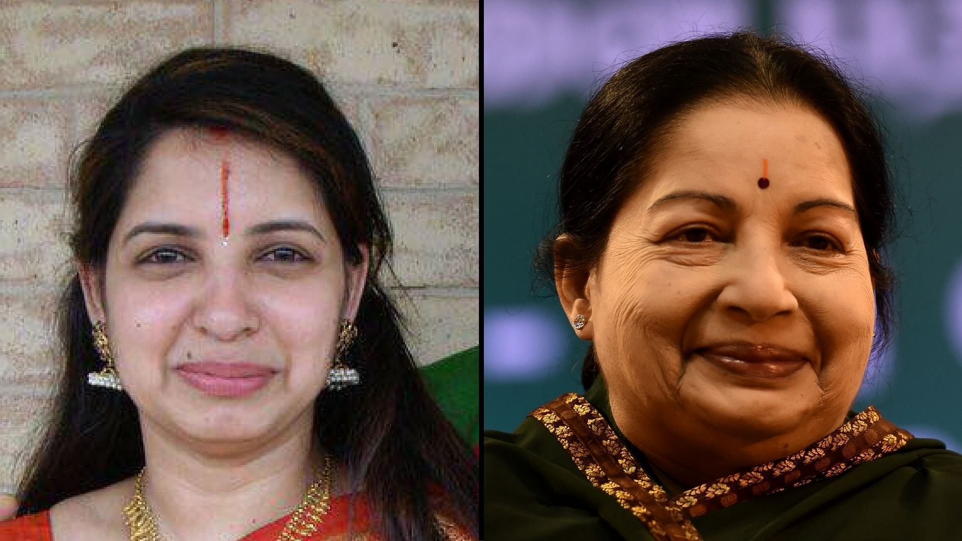 A photograph of Divya Ramanathan Veeraraghavan (left) went viral on social media claiming that she is late Tamil Nadu CM J Jayalalithaa’s daughter. (Photo Courtesy: The News Minute)