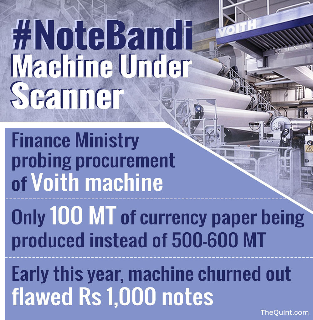 Defective  German  currency paper-making machine, worth Rs 350 crore, has slowed production, reports Chandan Nandy.
