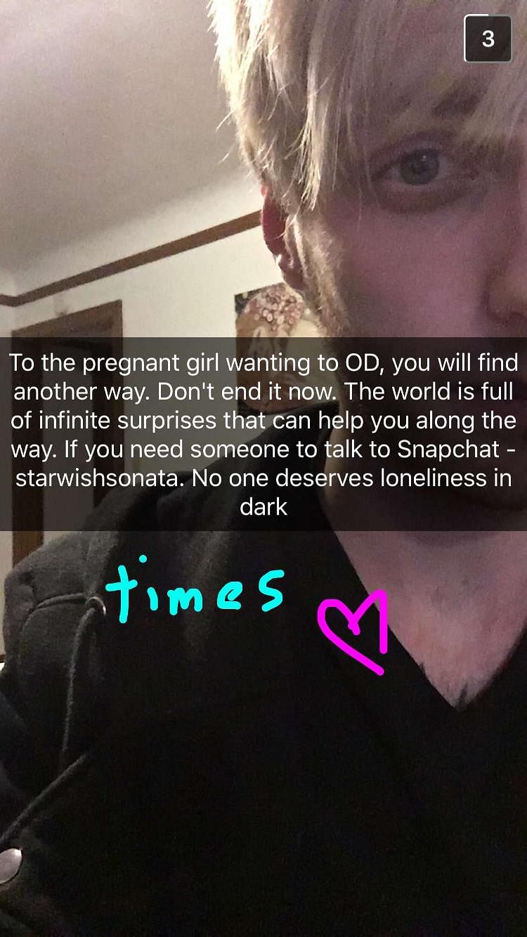 Snapchat users from across the world sent the girl supportive messages, and she later thanked them for saving her.  