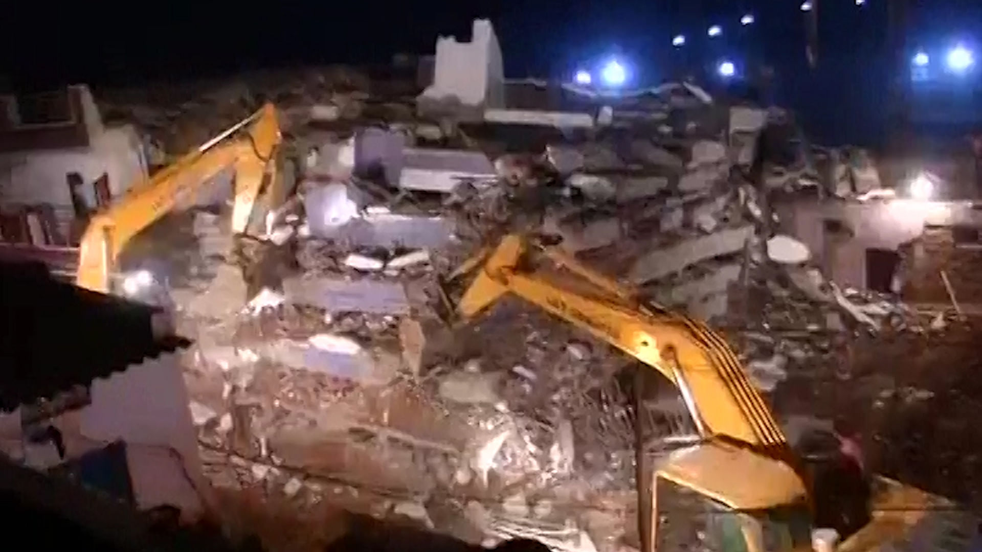 A six-storey building collapsed in Hyderabad (Photo: ANI screengrab)