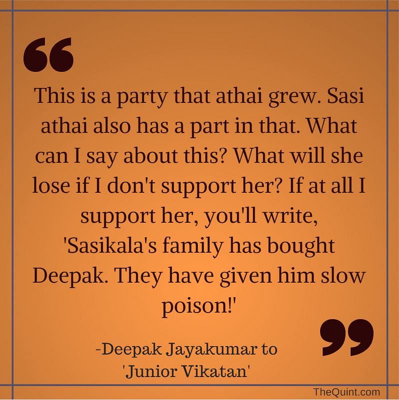 Deepa Jayakumar, Jayalalithaa’s niece, has been vocal against Sasikala and had vowed to fight for property rights.