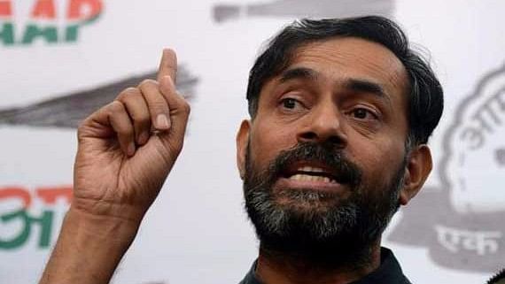File image of Yogendra Yadav in a press conference. Image used for representational purposes only.&nbsp;