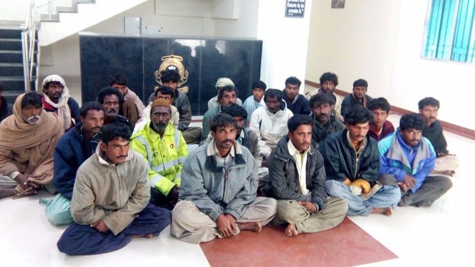 The Pakistani fishermen on five boats were held when they were inside Indian territory, said a release by Defence PRO. (Photo: ANI)