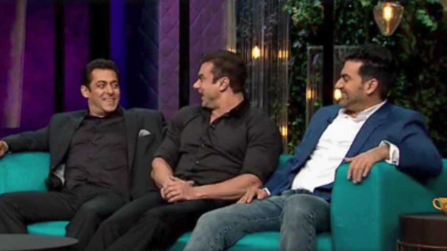 Salman Khan with Sohail and Arbaaz in <i>Koffee with Karan</i>. (Photo courtesy: Star World)