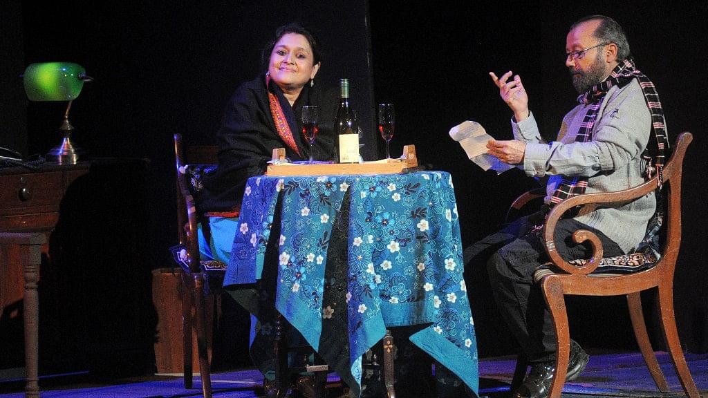 Supriya Pathak and Pankaj Kapur in a moment from the play. (Photo courtesy: NCPA)