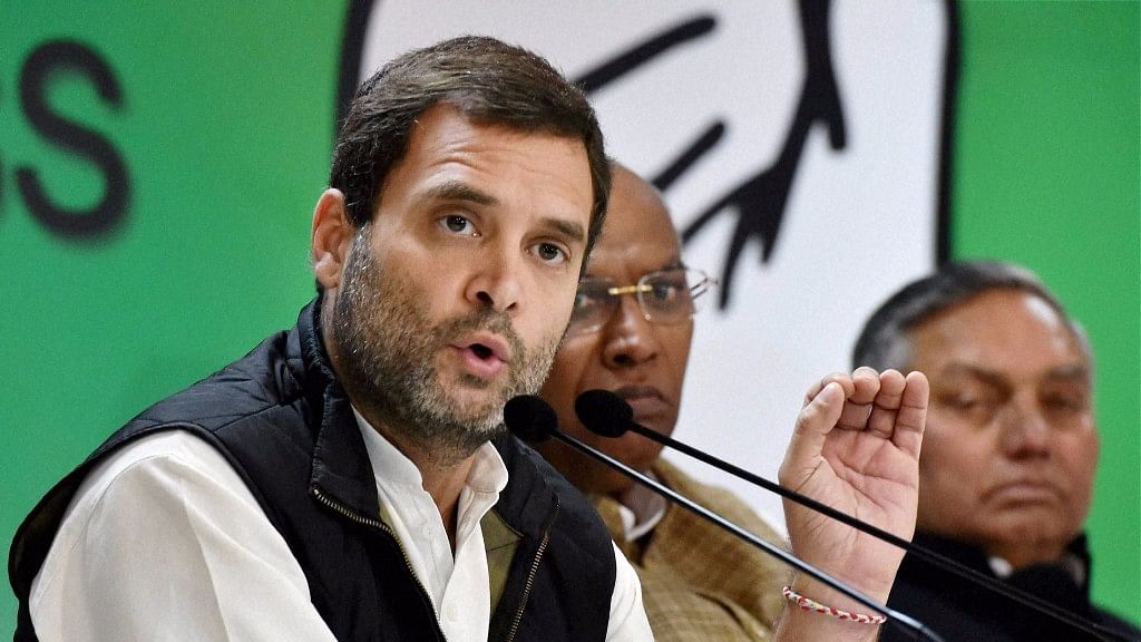 Congress Vice President Rahul Gandhi addressing a press conference on demonetisation at AICC in New Delhi on Wednesday. (Photo: PTI)
