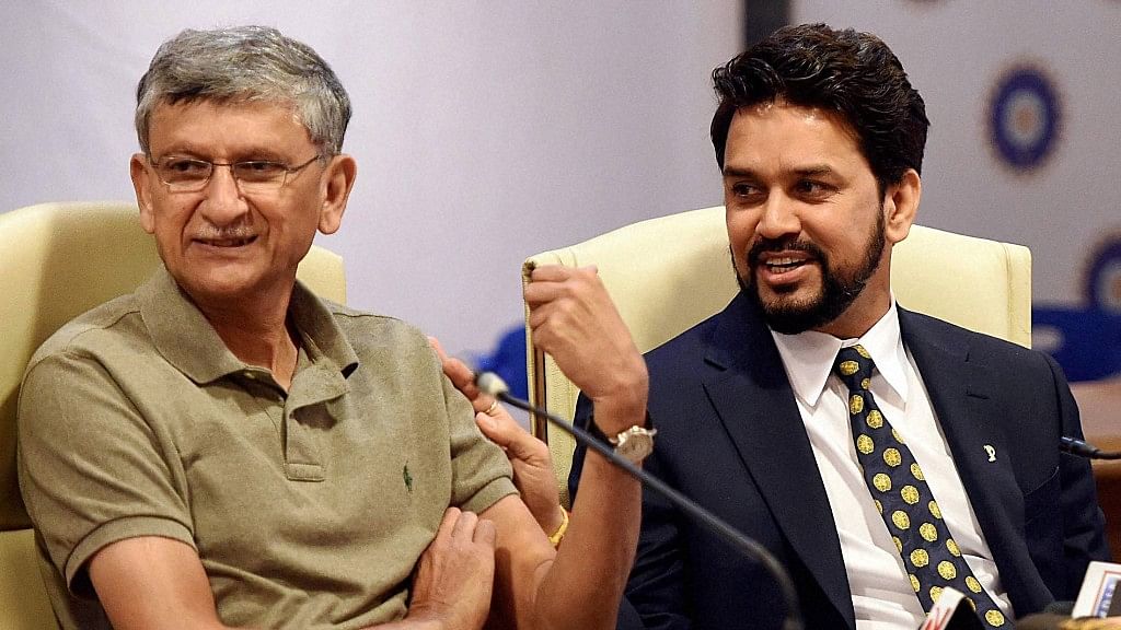 BCCI secretary Ajay Shirke and BCCI president Anurag Thakur during a press conference. (Photo: PTI)