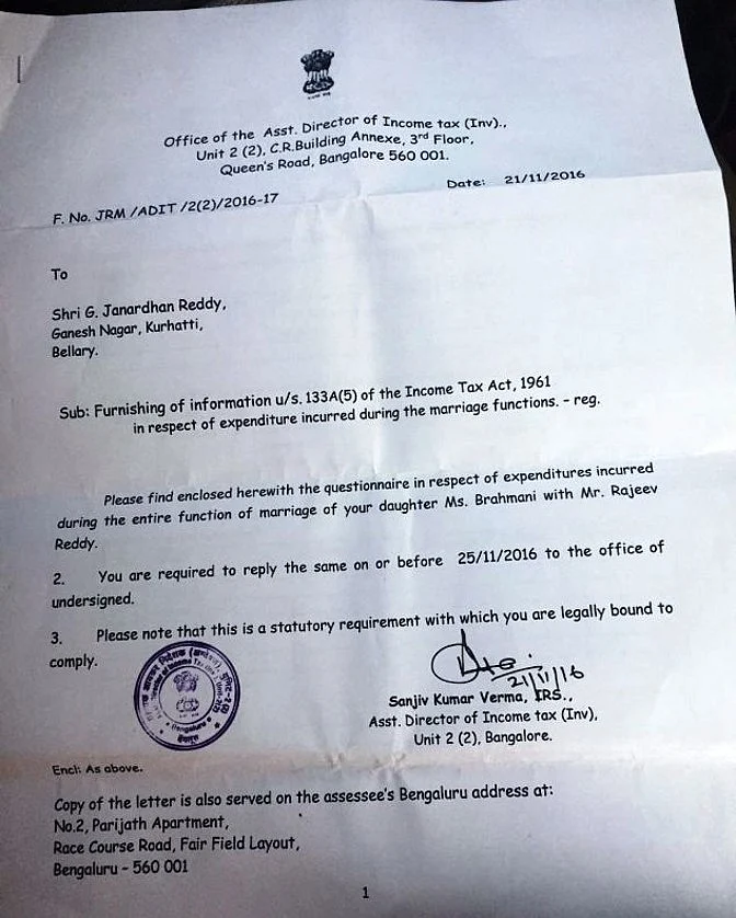 Income Tax department’s notice and questionnaire (Photo: The News Minute)