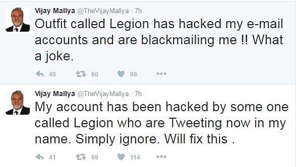 The liquor baron’s Twitter account was hacked, revealing confidential details about his possession and bank account.
