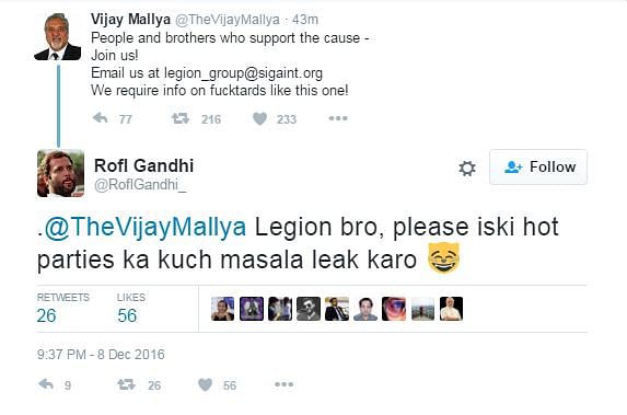 

It was a dull Friday morning until Legion took over Vijay Mallya’s Twitter account.