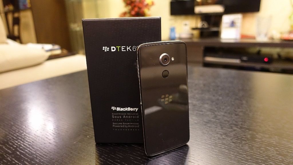 BlackBerry DTEK 60 smartphone runs on Android. (Photo: <b>The Quint</b>/@<a href="https://twitter.com/2shar">2shar</a>)