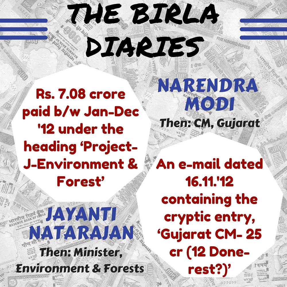 Our PM is embroiled in the Sahara/Birla diaries, with damning evidence of him taking crores as bribes – in cash. 
