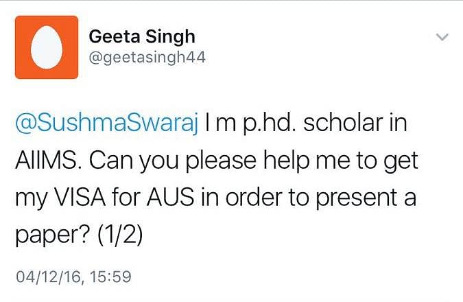 Twitter applauded Sushma Swaraj after she extended her helping hand to Geeta Singh.