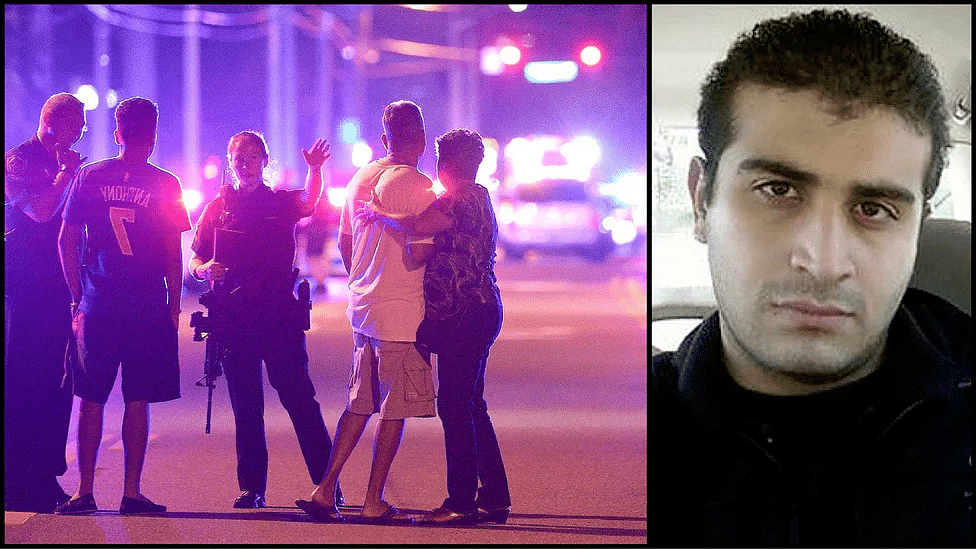 The relatives of Orlando shooting victims outside Pulse club (L), and Omar Mateen (R), the gunman who shot 49 people dead. (Photo: AP/<b>The Quint</b>)&nbsp;