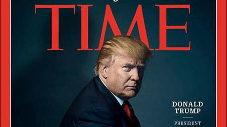 Speculation has spread that the ‘M’ in the magazine’s logo over Trump’s head were meant  to look like devil horns. (Photo Courtesy: Twitter/ <a href="https://twitter.com/bfraser747">Brian Fraser</a>)