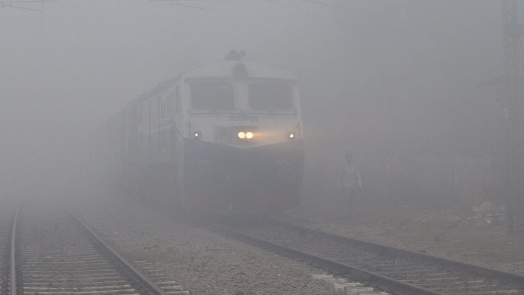 File photo of a train in dense fog.