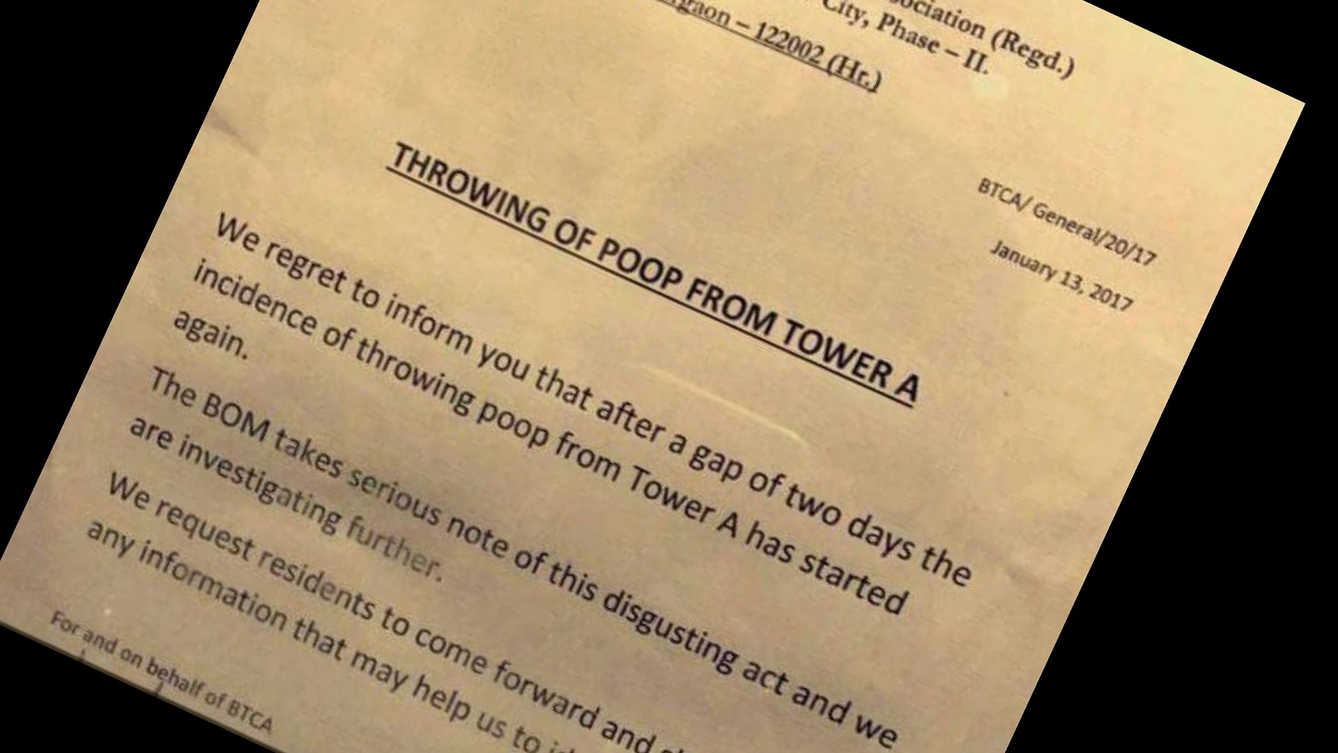 A part of the notice issued by the housing complex. (Photo: Altered by <b>The Quint</b>)