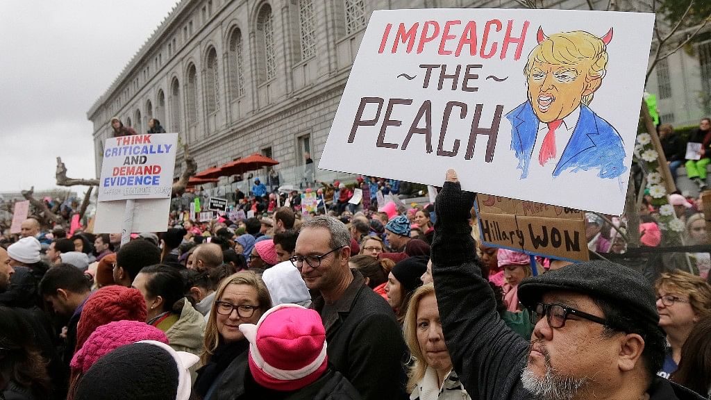 Men, women and children assembled in large numbers on Saturday to protest against the Trump administration. (Photo: AP)