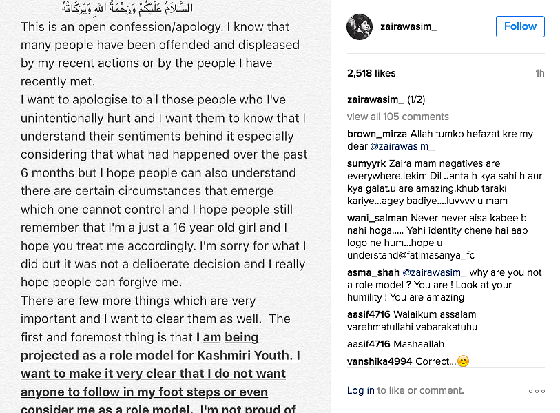 ‘Dangal’ Girl Zaira Wasim Deletes Controversial Open Letter