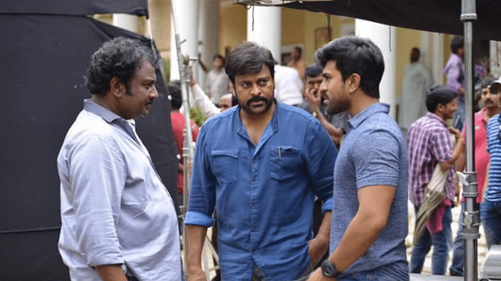 Chiranjeev with Ram Charan on the sets of a film. (Photo courtesy: Twitter)