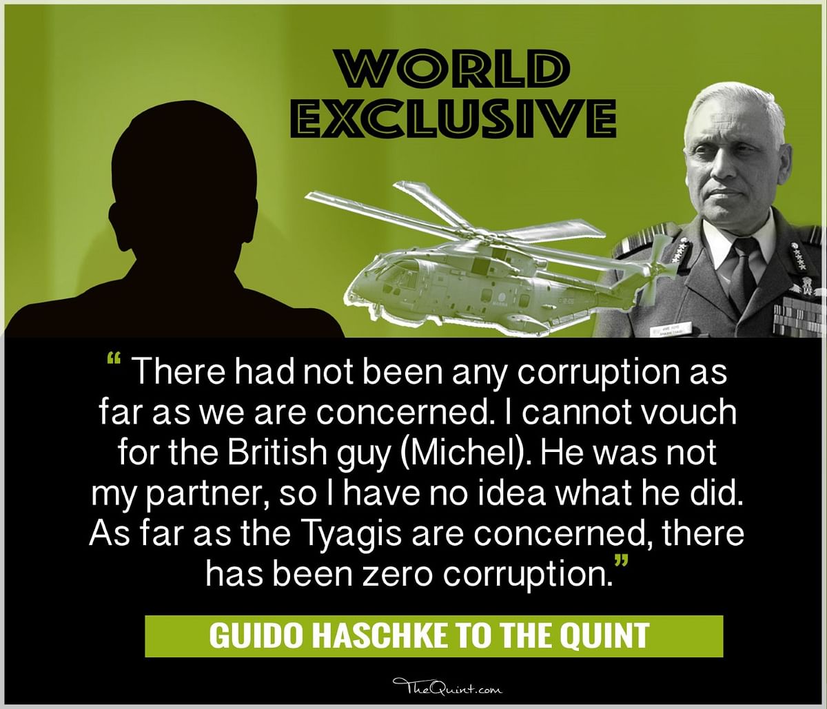 Guido Haschke, the alleged middleman of the Chopper scam gave a clean chit to SP Tyagi and his cousins.