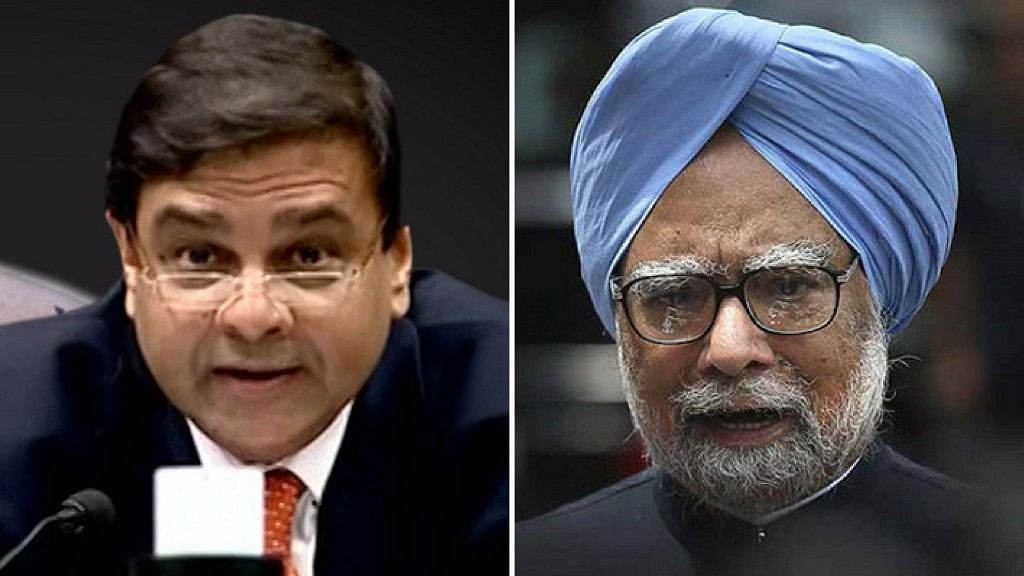 Urjit Patel and Manmohan Singh (Photo: Altered by <b>The Quint</b>)