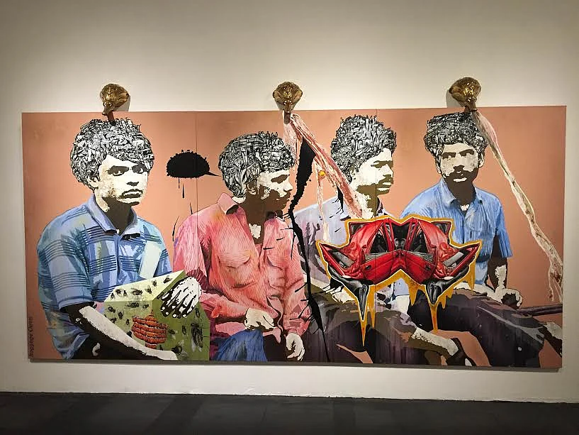 A lot of multiple-framed photo works created almost 10 years ago – spread across the NGMA hall – could seem visually jaded for the existing smartphone owner. (Photo Courtesy: Sahar Zaman)
