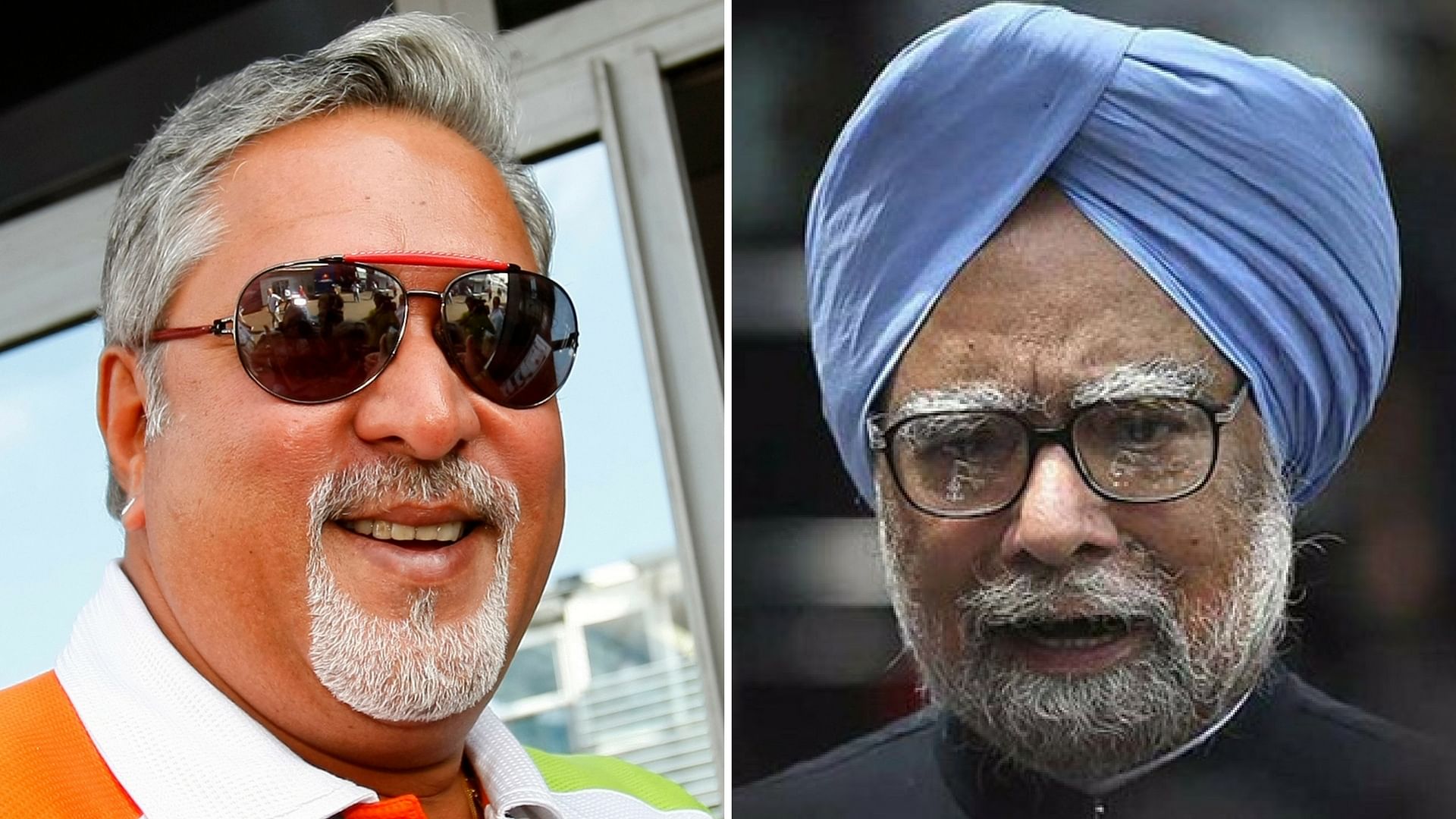 Vijay Mallya and former Prime Minister Manmohan Singh. (Photo: <b>The Quint</b>)