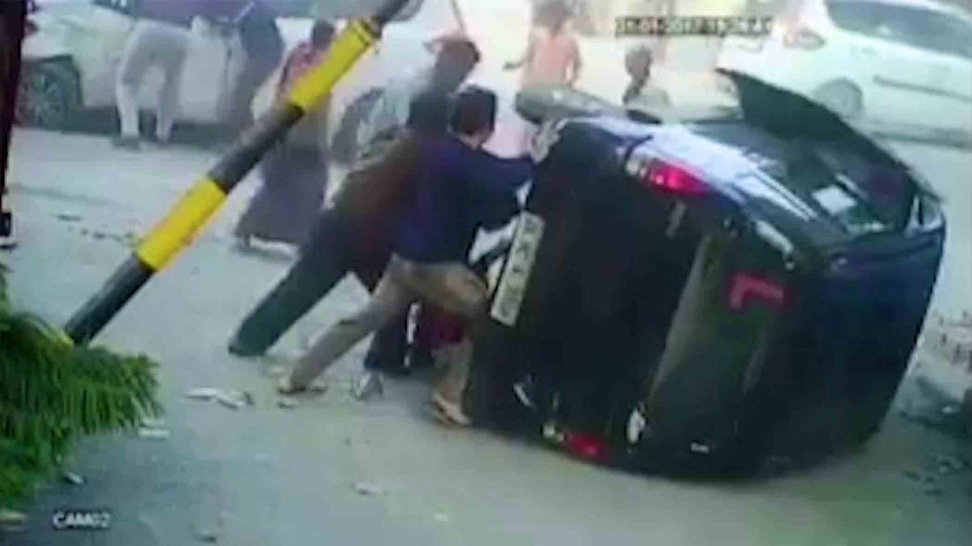 A stil from the CCTV footage of terrifying accident. (Photo Courtesy: AP/CatersNews)
