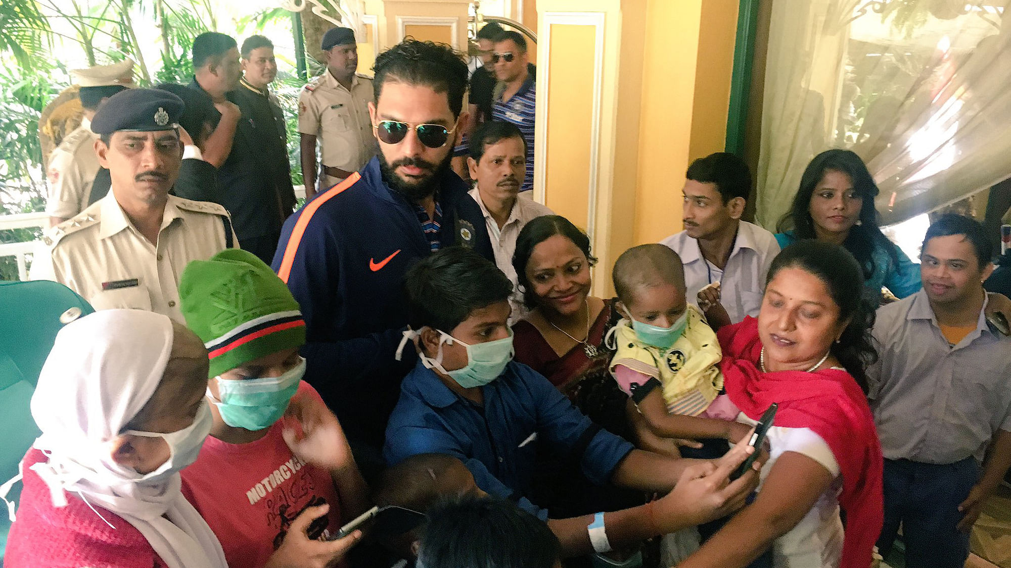 BCCI tweeted this picture of Yuvraj Singh with cancer patients one day after the Cuttack ODI. (Photo: Twitter.com/BCCI)