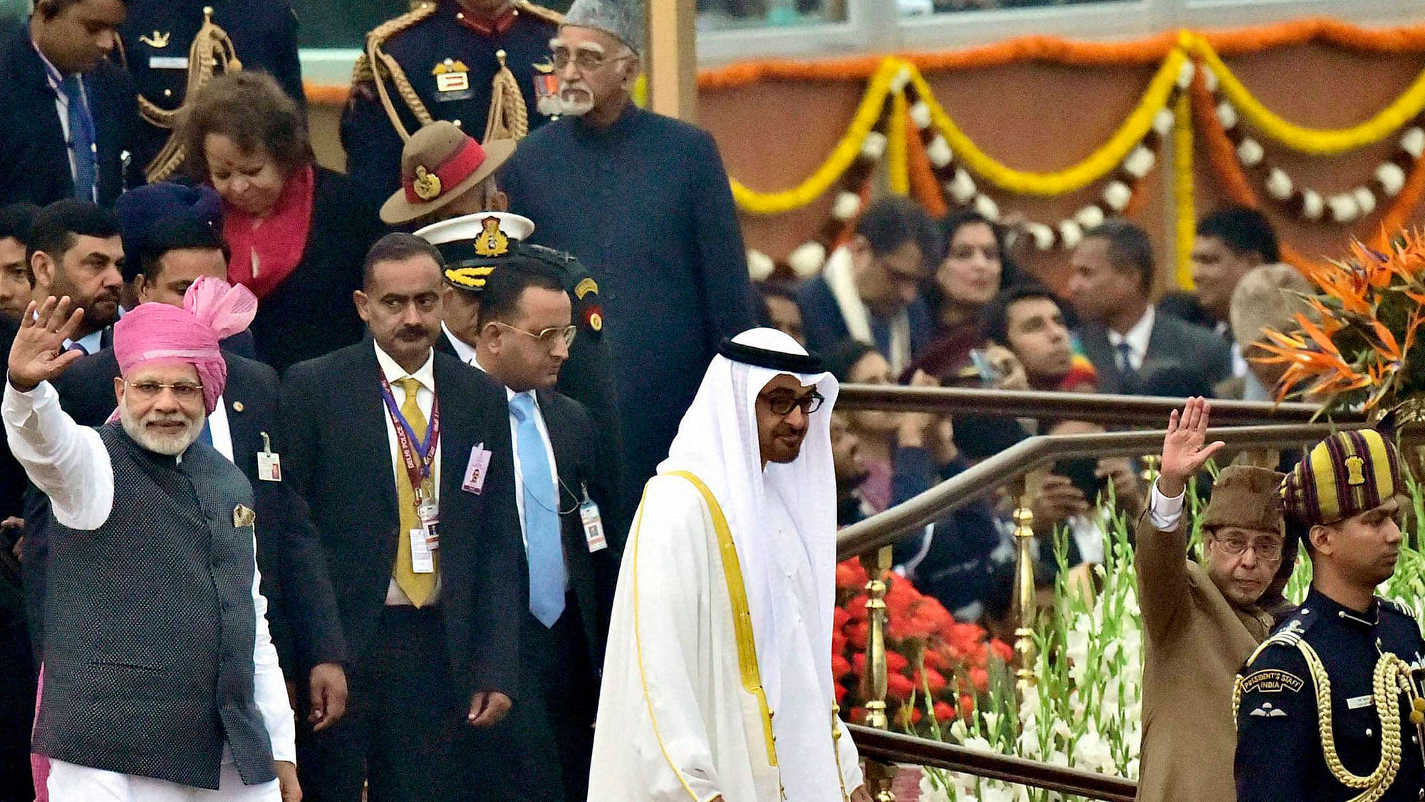 Dignitaries leave Rajpath after presiding over the Republic Day celebrations in New Delhi. (Photo: PTI) 