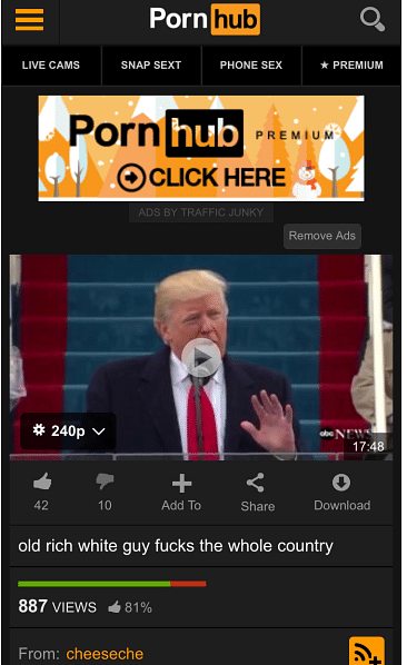 PornHub reportedly has no problem with such uploads, as long as they don’t violate its terms and conditions.
