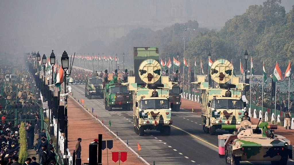 File photo of Defence personnel participating in a full-dress rehearsal for Republic Day.&nbsp;