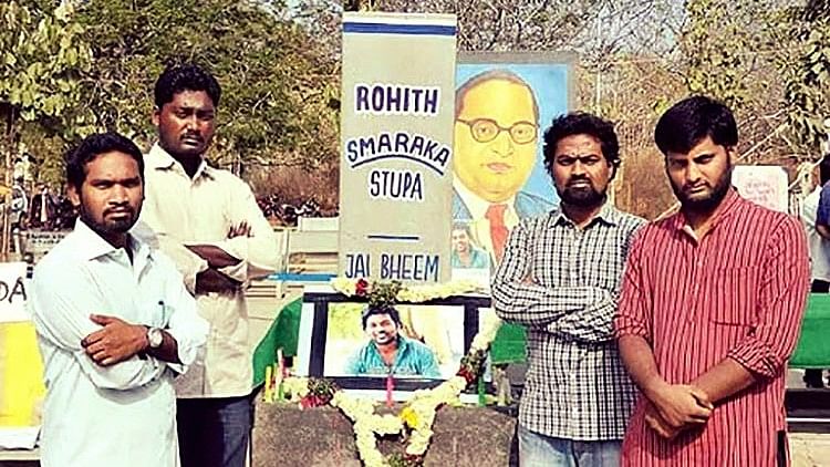 The four students who were suspended along with Rohith last year. (Photo Courtesy: The News Minute)
