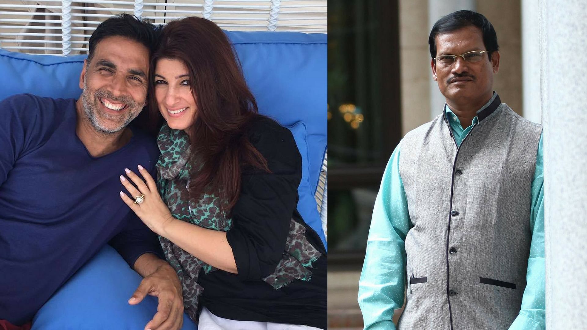 Akshay Kumar with Twinkle Khanna (left) and Arunachalam Muruganantham (left). (Photo courtesy: Facebook)