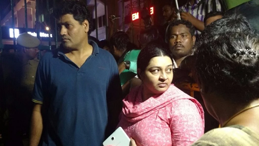 Jayalalithaa’s niece Deepa Jayakumar with her husband Madhavan.