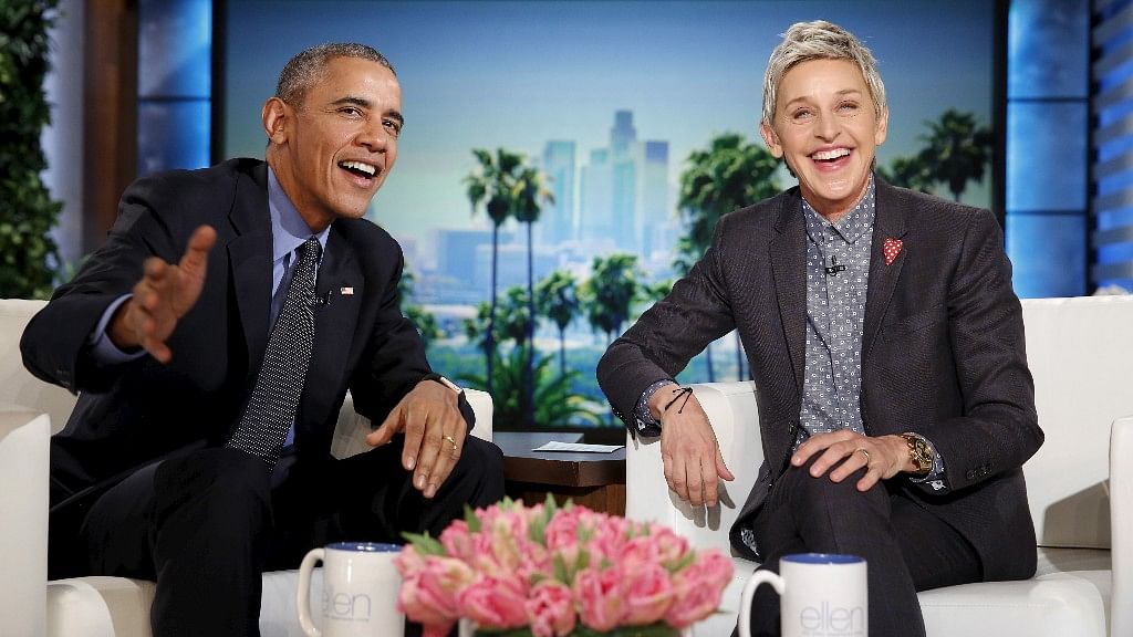 Watch celebrities talk about their favourite moments with Barack Obama. File photo of Obama and Ellen DeGeneres. (Photo: Reuters)