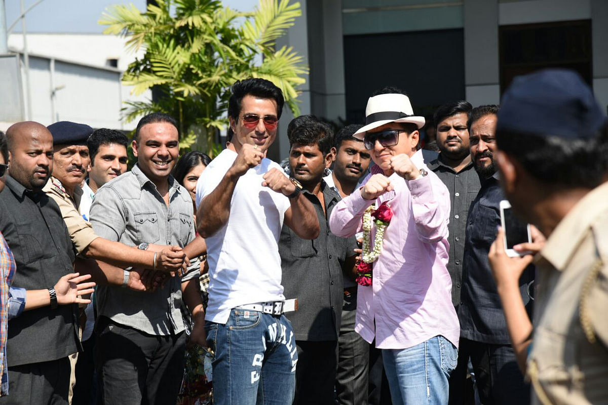 Jackie Chan and Sonu Sood to promote their upcoming film, ‘Kung Fu Yoga’, in the city.