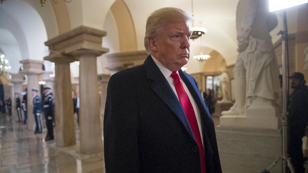 Donald Trump walks through the Crypt at the Capitol in Washington. (Photo: AP)