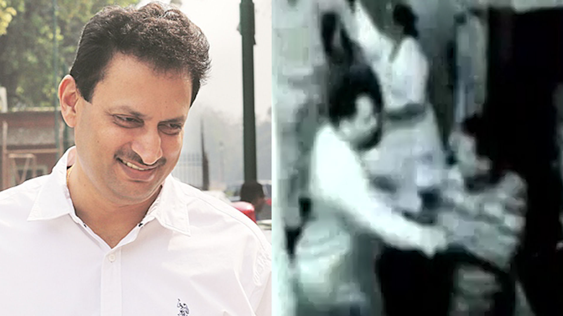 BJP MP Ananth Kumar Hegde filmed hitting hospital staff (Photo altered by <b>The Quint</b>)