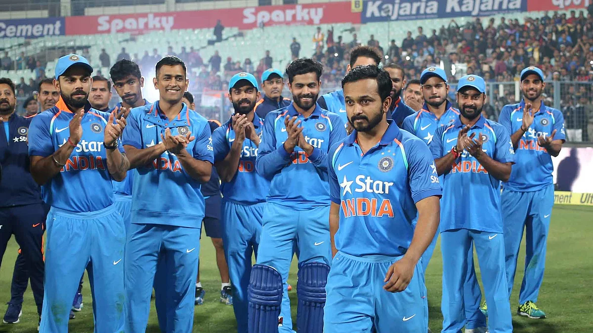 Kedar Jadhav was declared the man of the series during the third One Day International (ODI) between India and England. (Photo: BCCI)
