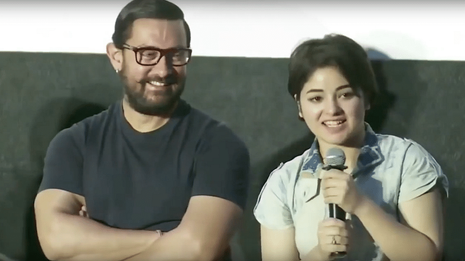 Aamir Khan with Zaira Wasim at a press conference. (Photo courtesy: YouTube)
