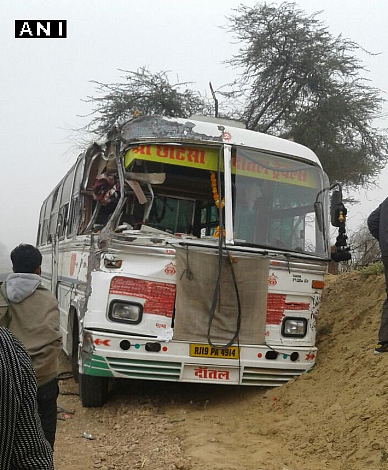 The bus accident happened in Etah, Uttar Pradesh. (Photo: ANI)