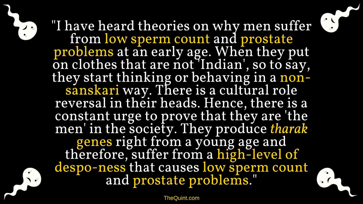 A college principal has said PCOD is linked to clothes. So, can’t clothes cure low sperm count in our  men?