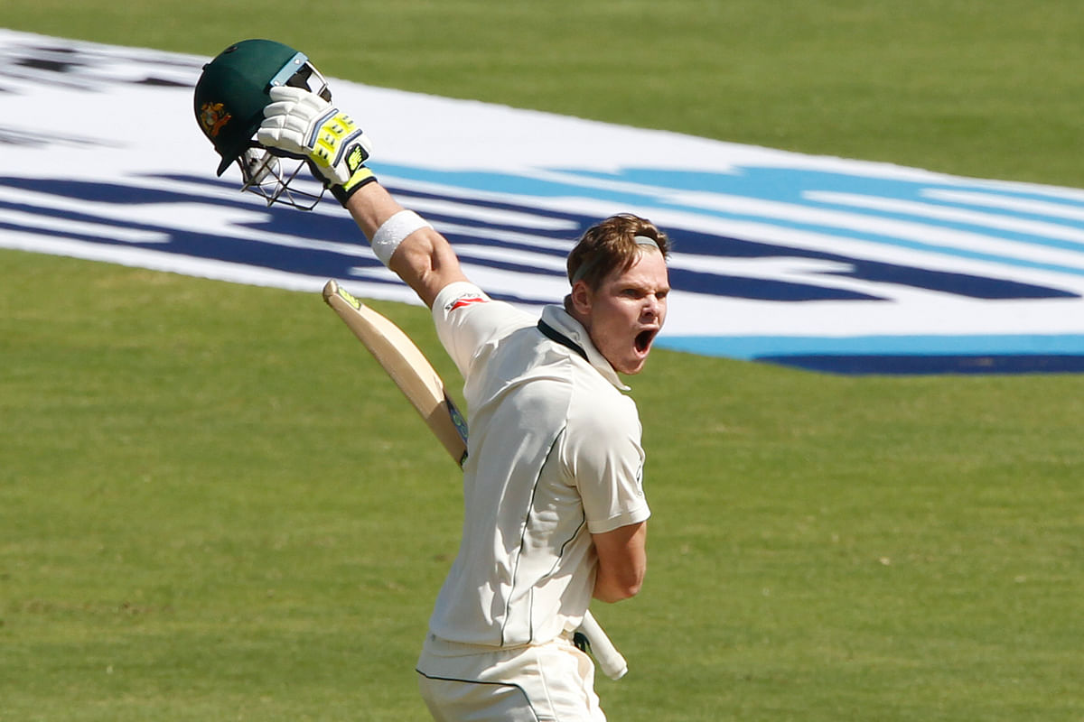 Skipper Steve Smith scored his maiden Test century in India.